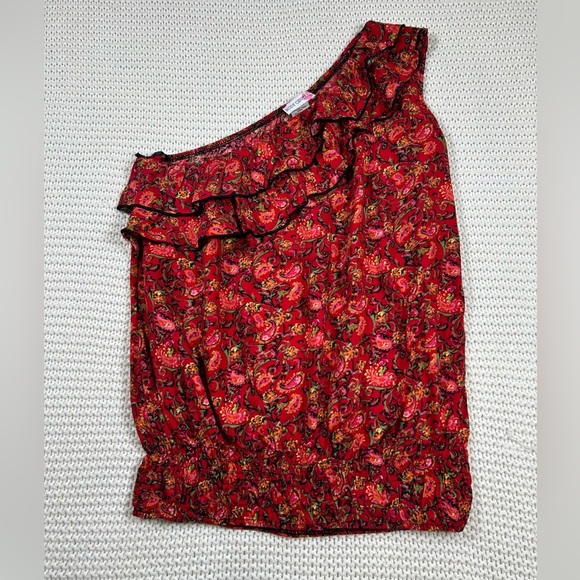 Vintage Y2K Body Central Vibrant Red Floral Top - Picture 1 of 5